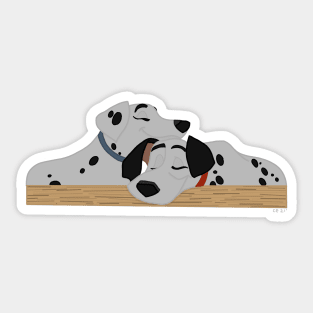 Dalmation Snuggles Sticker